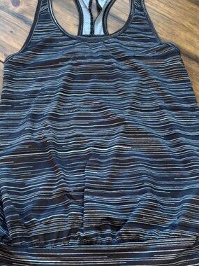 Champion Black Gray Striped Racerback Workout Tank Top XS